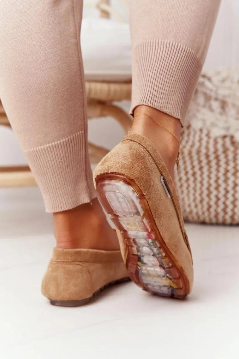 Boto Damskie Zamszowe Mokasyny Beżowe San Marino