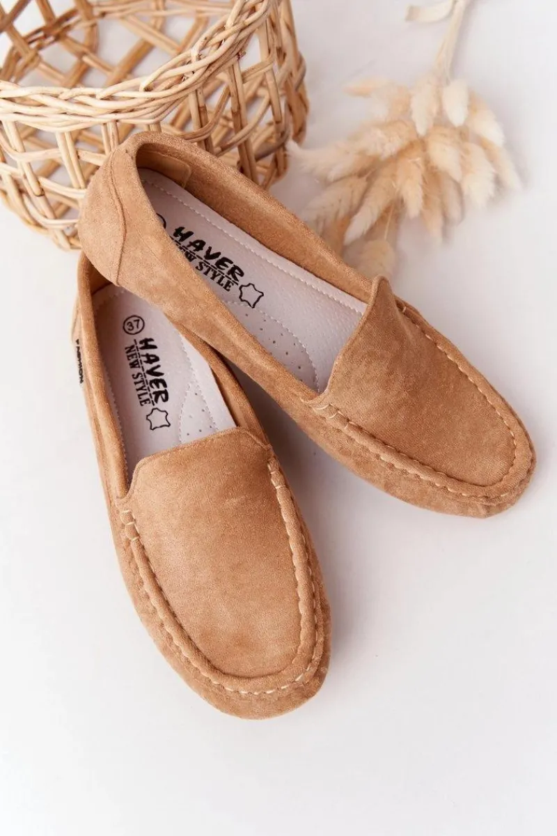 Boto Damskie Zamszowe Mokasyny Beżowe San Marino