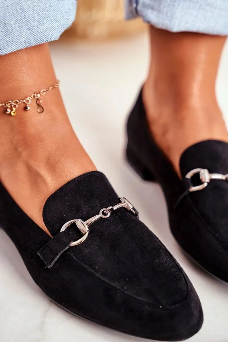 Online Buty Sergio Leone Damskie Zamszowe Mokasyny Sergio Leone MK733 Czarne