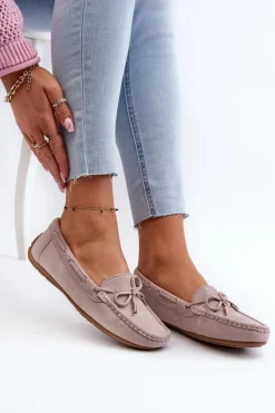 Boto Damskie Zamszowe Mokasyny Fioletowe Si Passione Fioletowy