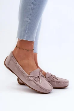 Boto Damskie Zamszowe Mokasyny Fioletowe Si Passione Fioletowy