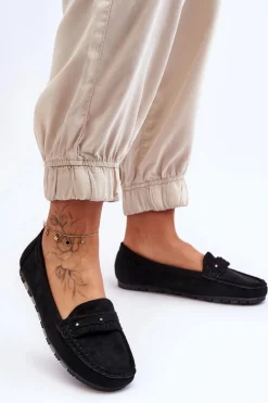 Discount Damskie Zamszowe Mokasyny Czarne Clorie Damskie Mokasyny Damskie Zamszowe