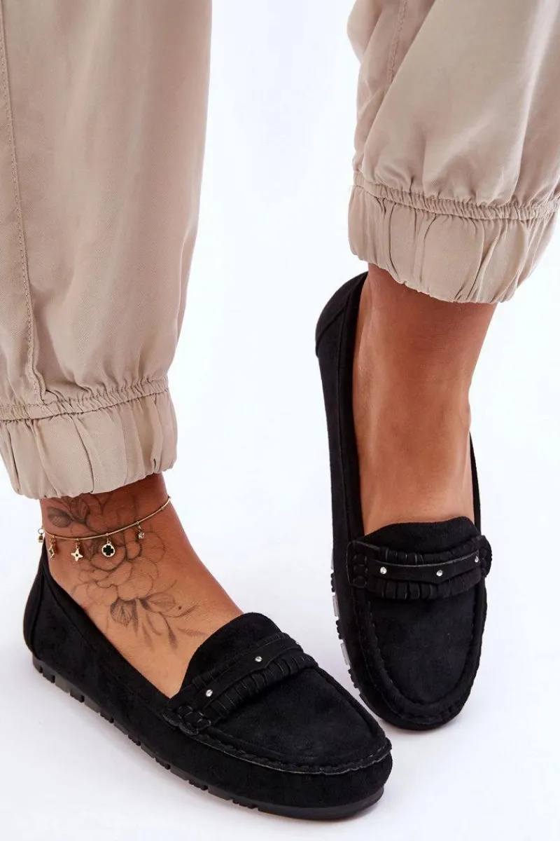 Discount Damskie Zamszowe Mokasyny Czarne Clorie Damskie Mokasyny Damskie Zamszowe