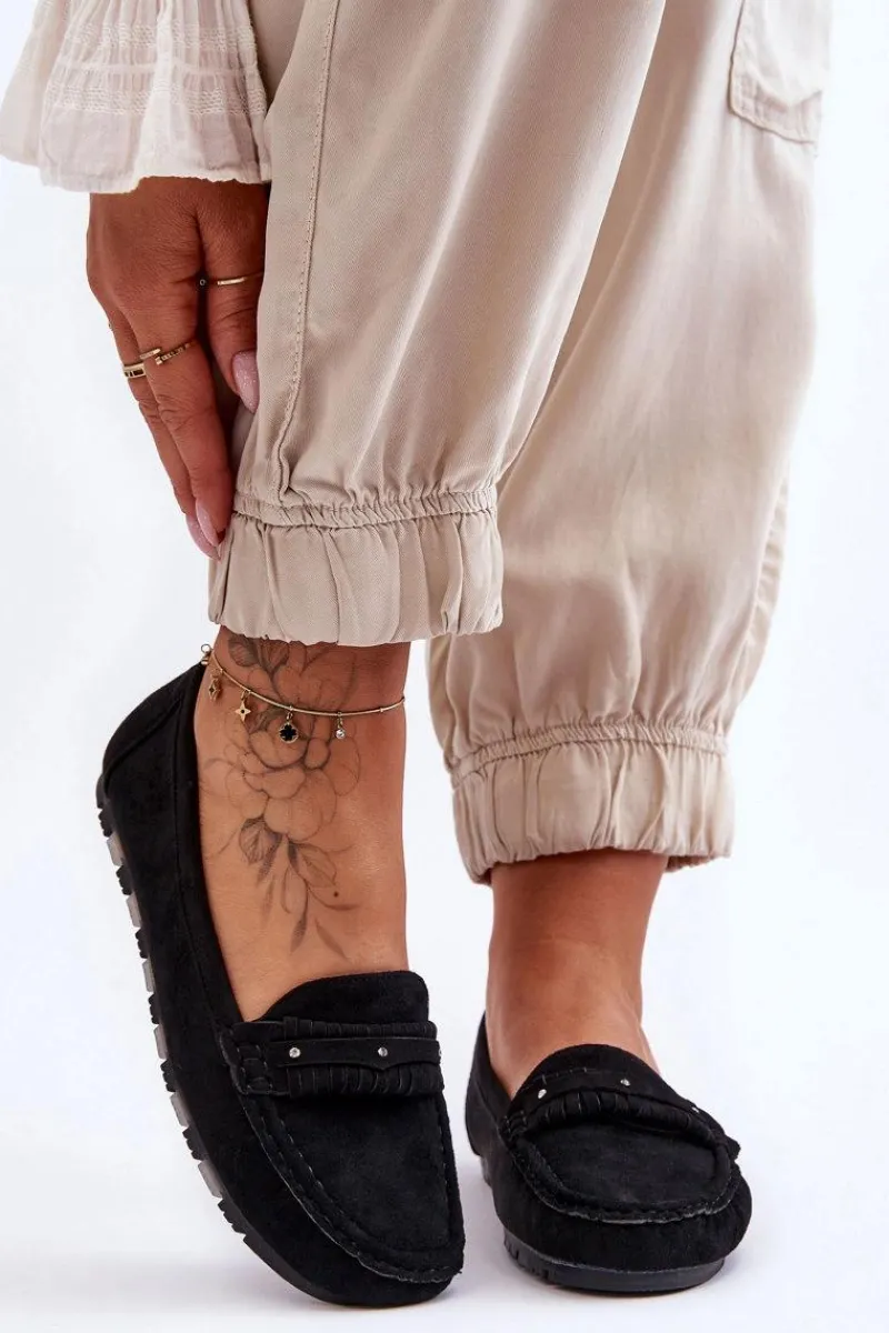 Discount Damskie Zamszowe Mokasyny Czarne Clorie Damskie Mokasyny Damskie Zamszowe