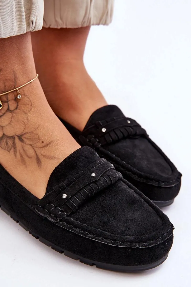 Discount Damskie Zamszowe Mokasyny Czarne Clorie Damskie Mokasyny Damskie Zamszowe