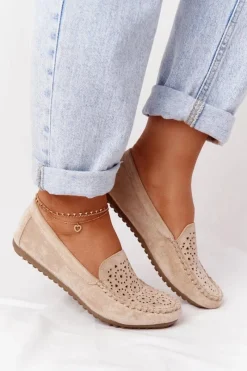 New Damskie Zamszowe Mokasyny Beżowe Molly Damskie Mokasyny Damskie Zamszowe