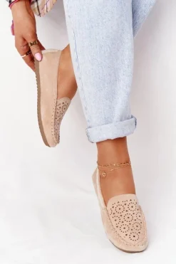 New Damskie Zamszowe Mokasyny Beżowe Molly Damskie Mokasyny Damskie Zamszowe