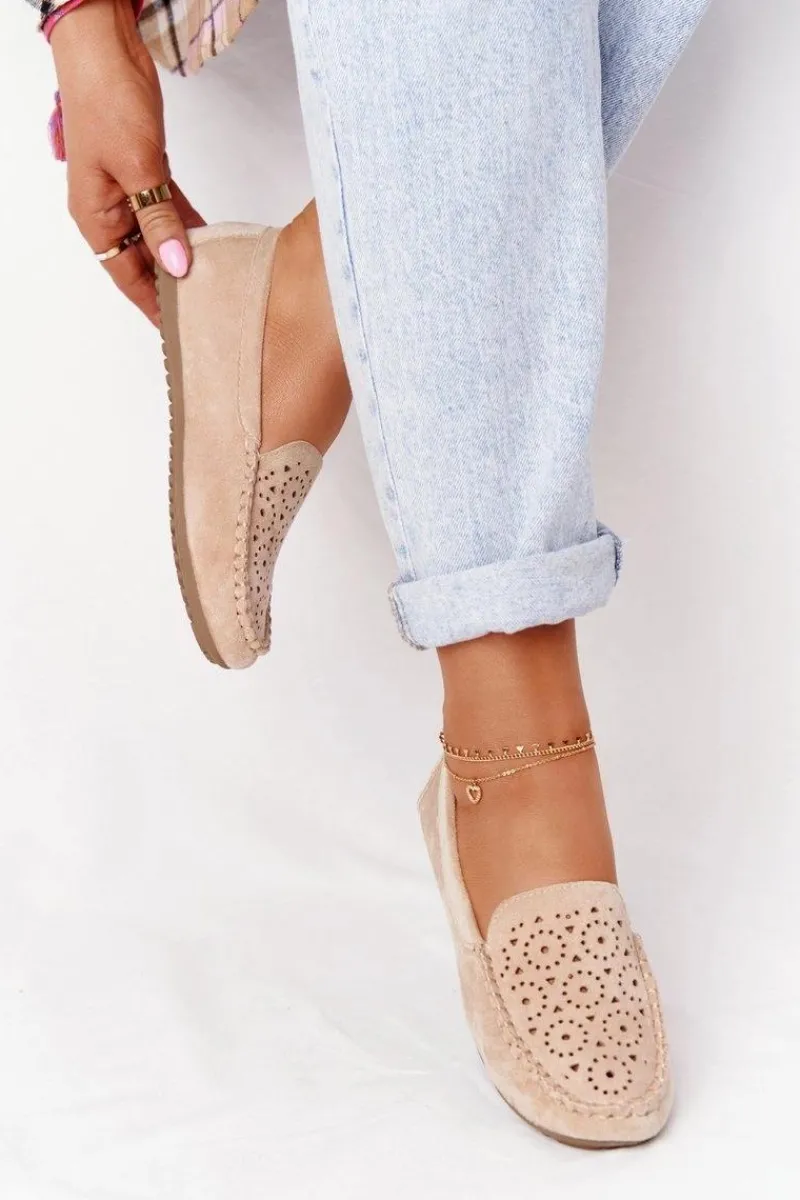 New Damskie Zamszowe Mokasyny Beżowe Molly Damskie Mokasyny Damskie Zamszowe