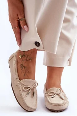 Online Boto Damskie Zamszowe Mokasyny Beżowe Si Passione Beżowy