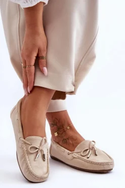 Online Boto Damskie Zamszowe Mokasyny Beżowe Si Passione Beżowy