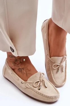 Online Boto Damskie Zamszowe Mokasyny Beżowe Si Passione Beżowy