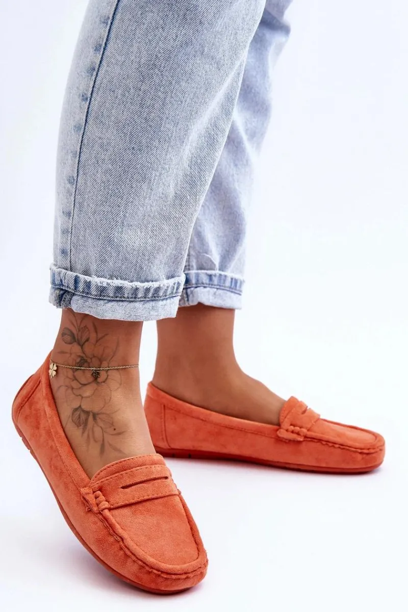 Mokasyny Damskie Zamszowe>Boto Damskie Zamszowe Mokasyny Pomarańczowe Lenvie Pomarańczowy