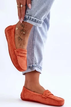 Mokasyny Damskie Zamszowe>Boto Damskie Zamszowe Mokasyny Pomarańczowe Lenvie Pomarańczowy