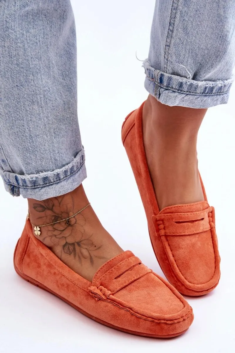 Mokasyny Damskie Zamszowe>Boto Damskie Zamszowe Mokasyny Pomarańczowe Lenvie Pomarańczowy