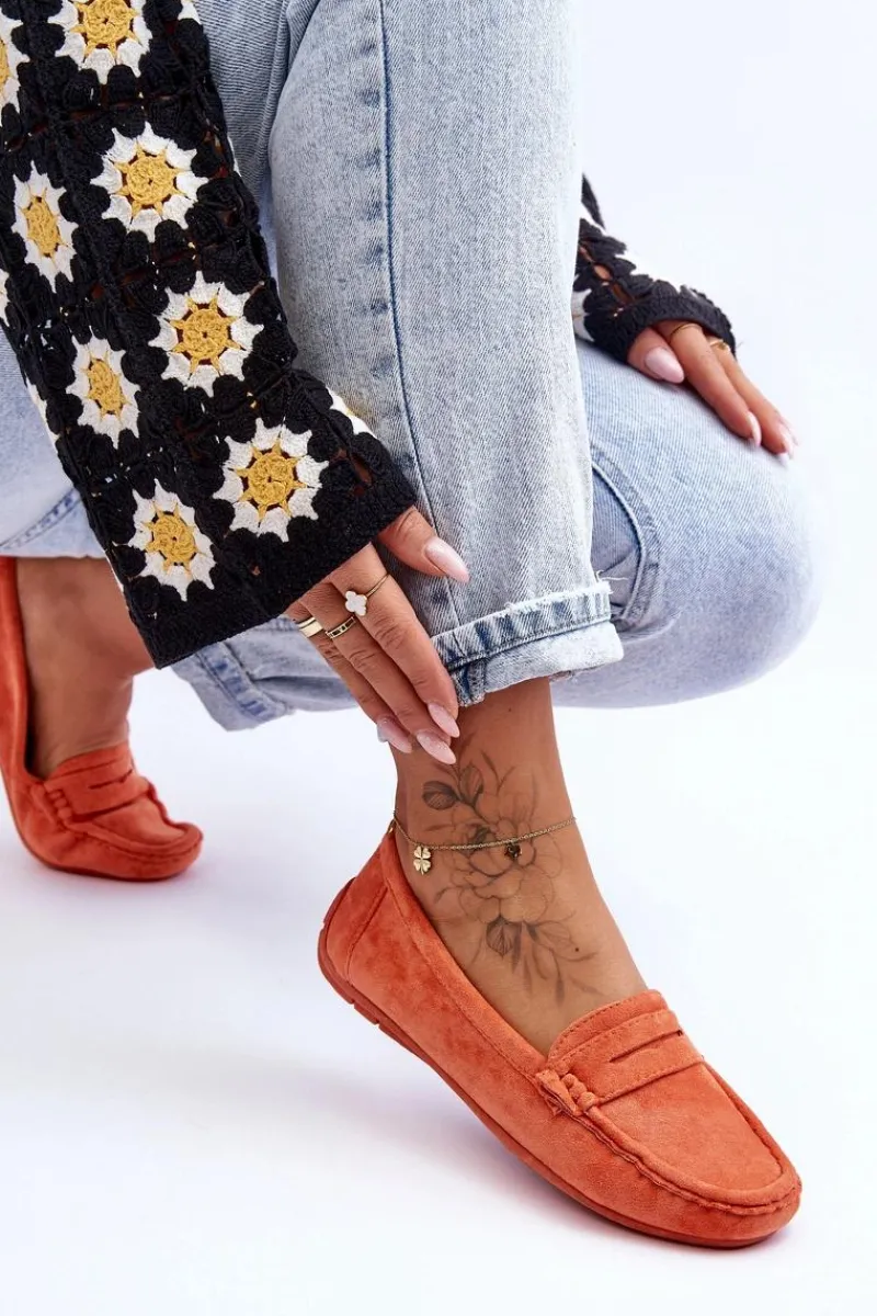 Mokasyny Damskie Zamszowe>Boto Damskie Zamszowe Mokasyny Pomarańczowe Lenvie Pomarańczowy