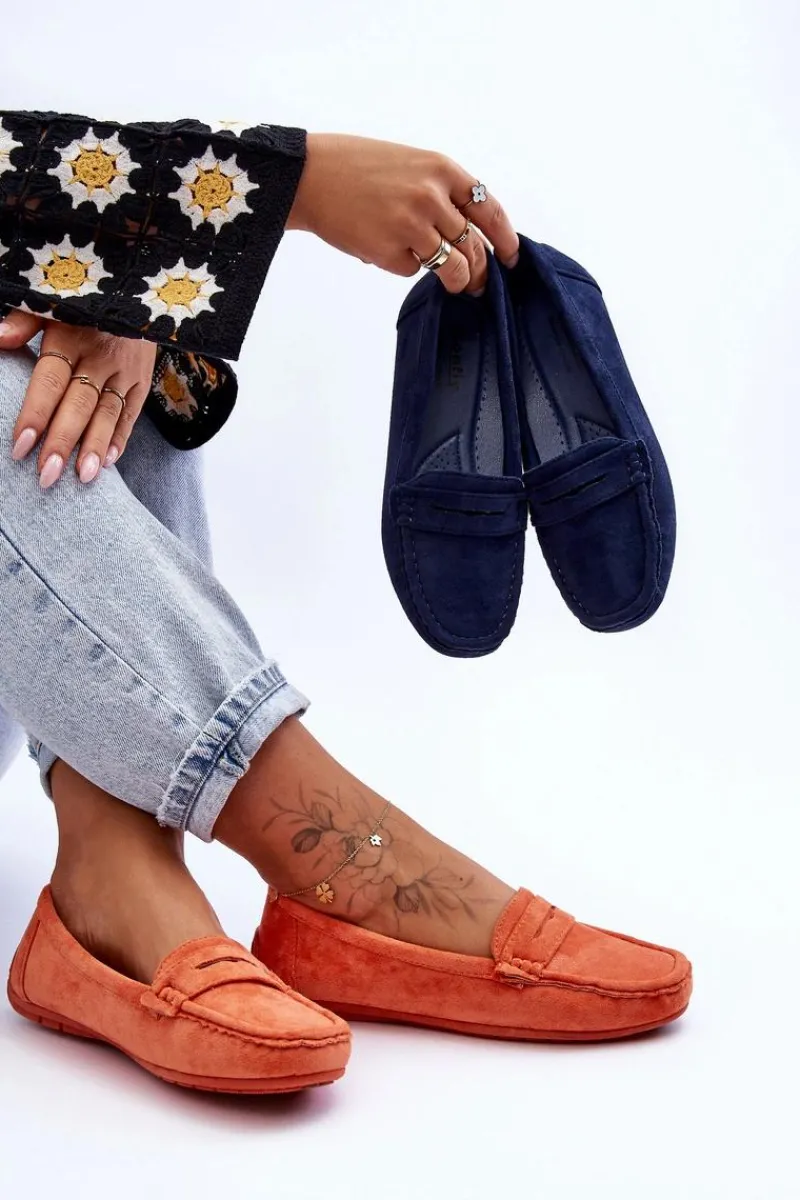 Mokasyny Damskie Zamszowe>Boto Damskie Zamszowe Mokasyny Pomarańczowe Lenvie Pomarańczowy