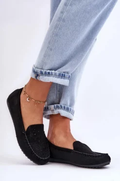 Online Damskie Zamszowe Mokasyny Czarne Molly Damskie Mokasyny Damskie Zamszowe