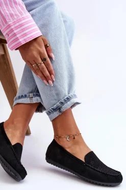 Online Damskie Zamszowe Mokasyny Czarne Molly Damskie Mokasyny Damskie Zamszowe
