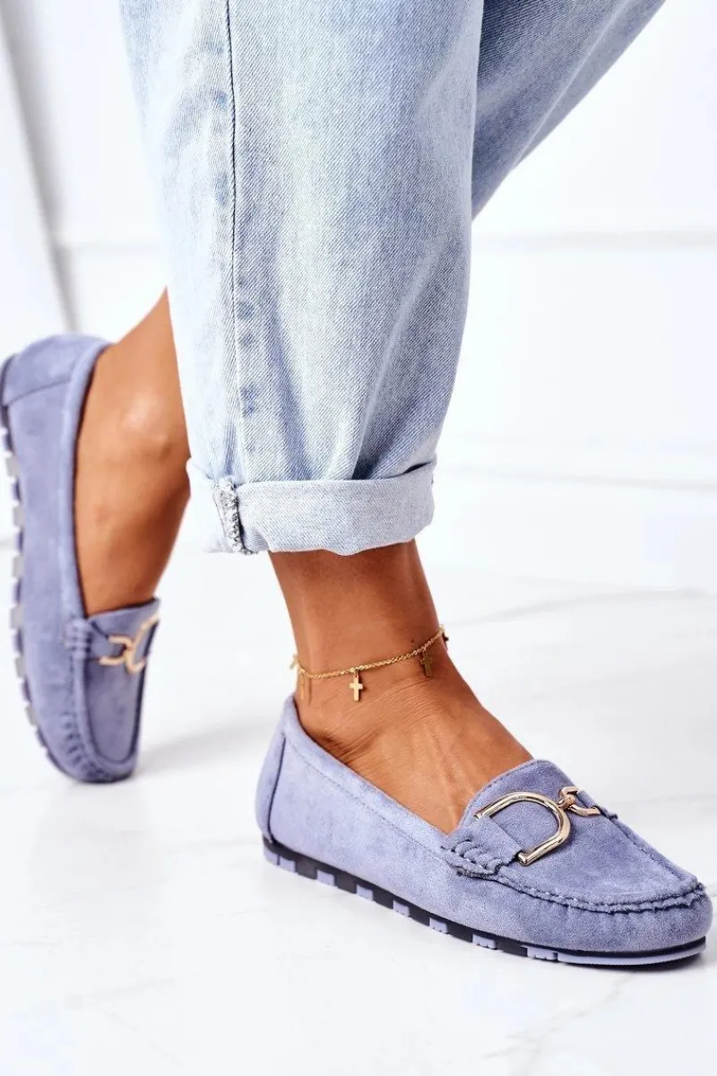 Clearance Boto Damskie Zamszowe Mokasyny Niebieskie Downtown
