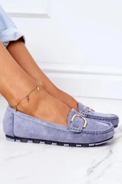 Clearance Boto Damskie Zamszowe Mokasyny Niebieskie Downtown