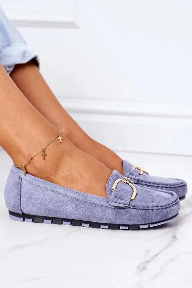 Clearance Boto Damskie Zamszowe Mokasyny Niebieskie Downtown