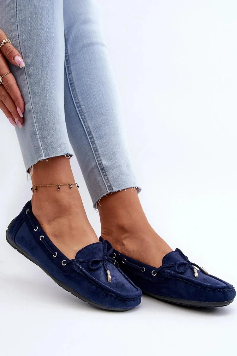 Online Boto Damskie Zamszowe Mokasyny Granatowe Si Passione Niebieski