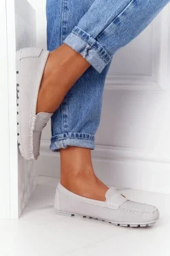 Mokasyny Damskie Zamszowe></noscript>Damskie buty S.Barski Damskie Zamszowe Mokasyny S.Barski Szare
