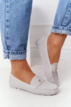 Mokasyny Damskie Zamszowe></noscript>Damskie buty S.Barski Damskie Zamszowe Mokasyny S.Barski Szare