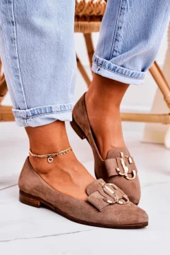 Mokasyny Damskie Zamszowe|Baleriny Klasyczne></noscript>Boto Damskie Zamszowe Mokasyny Baleriny Jasny Brąz Mary-Jane