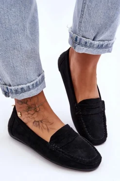 Hot Boto Damskie Zamszowe Mokasyny Czarne Lenvie