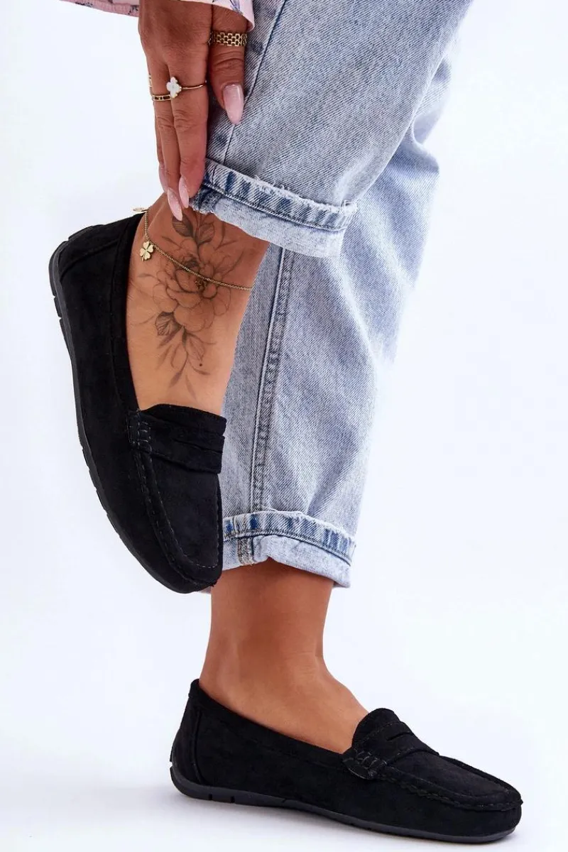 Hot Boto Damskie Zamszowe Mokasyny Czarne Lenvie