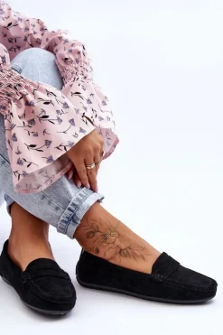 Hot Boto Damskie Zamszowe Mokasyny Czarne Lenvie