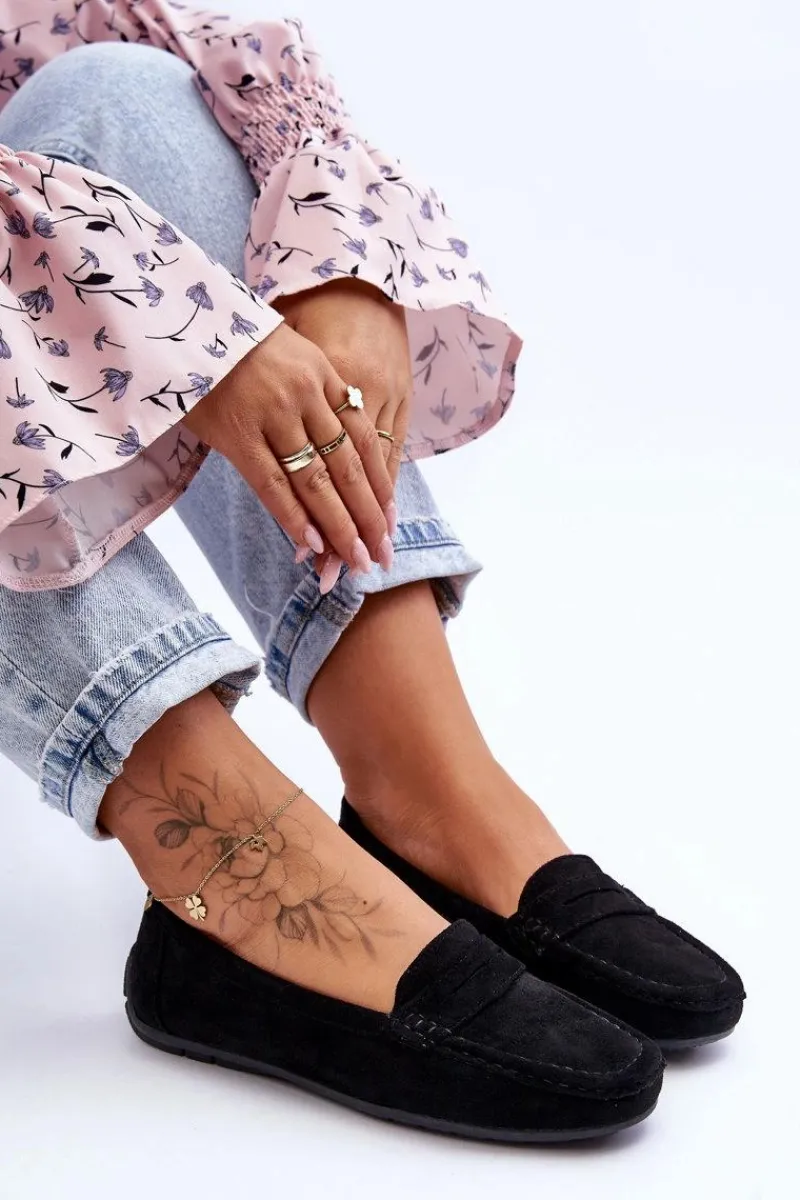 Hot Boto Damskie Zamszowe Mokasyny Czarne Lenvie