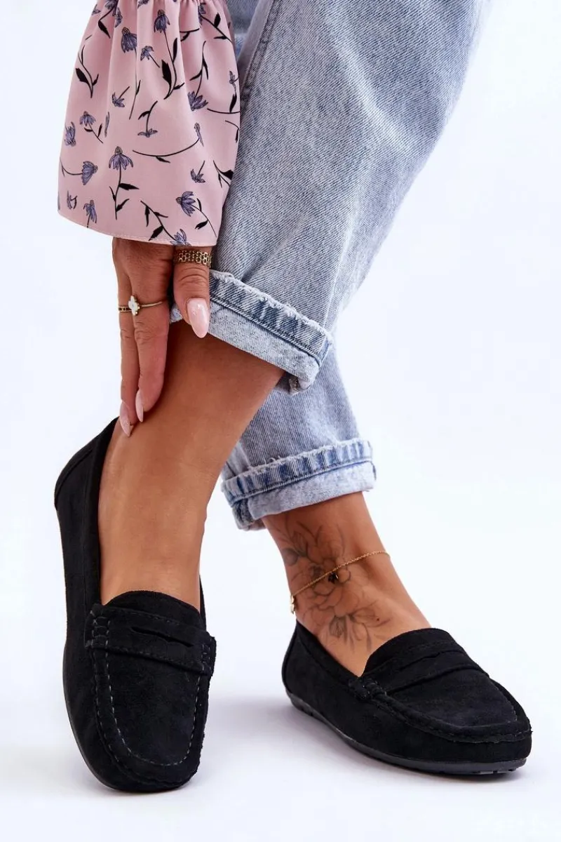 Hot Boto Damskie Zamszowe Mokasyny Czarne Lenvie