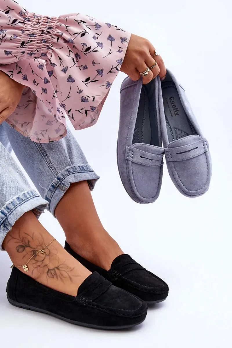 Hot Boto Damskie Zamszowe Mokasyny Czarne Lenvie