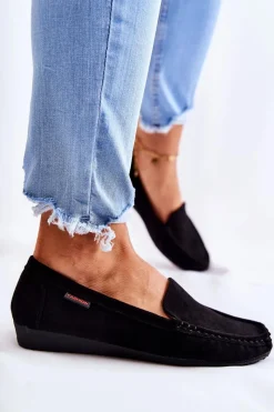 Online Boto Damskie Zamszowe Mokasyny Na Koturnie Czarne La Cava