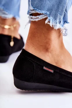 Online Boto Damskie Zamszowe Mokasyny Na Koturnie Czarne La Cava