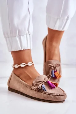 Hot Boto Damskie Zamszowe Mokasyny Ciemnobeżowe Wilessa