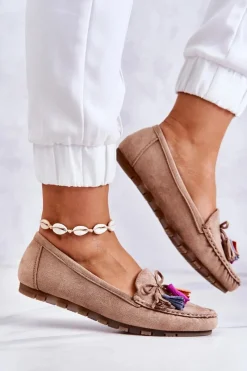 Hot Boto Damskie Zamszowe Mokasyny Ciemnobeżowe Wilessa