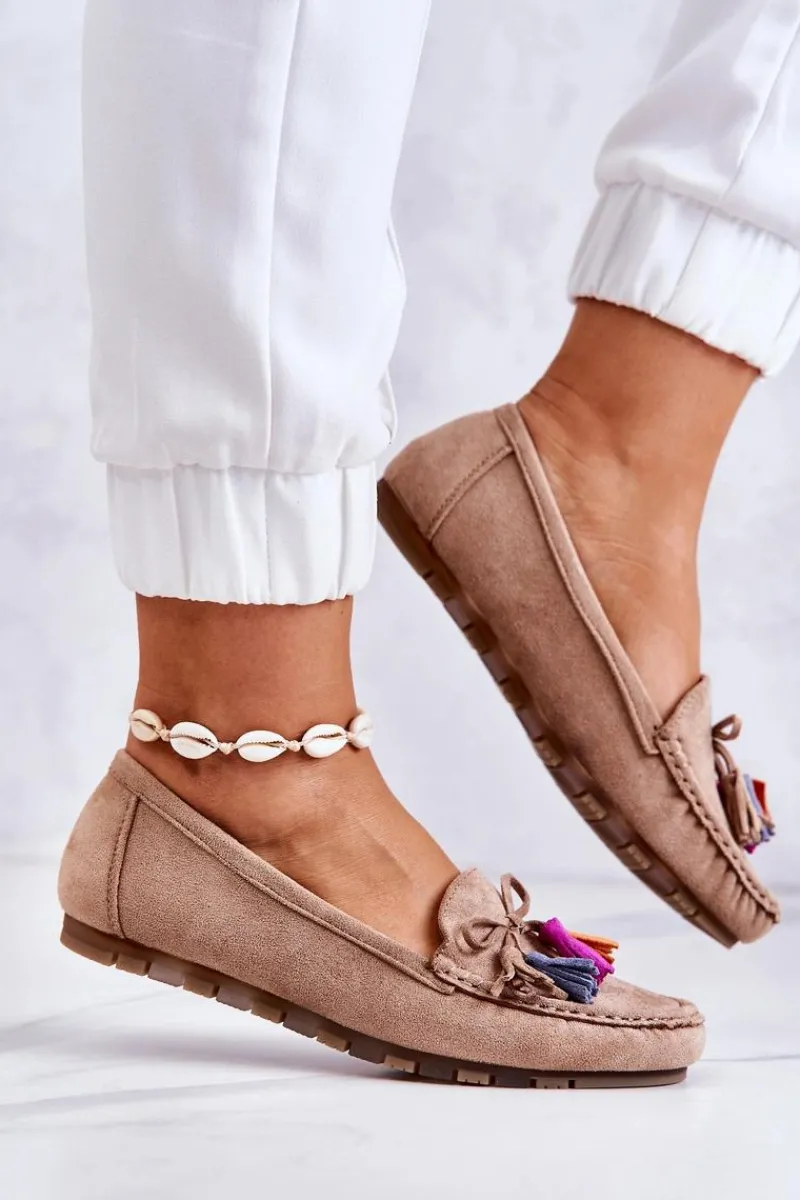 Hot Boto Damskie Zamszowe Mokasyny Ciemnobeżowe Wilessa