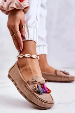 Hot Boto Damskie Zamszowe Mokasyny Ciemnobeżowe Wilessa