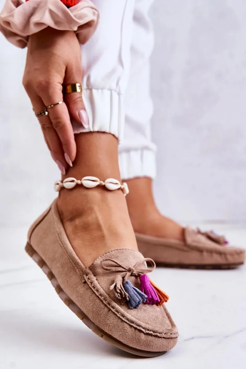 Hot Boto Damskie Zamszowe Mokasyny Ciemnobeżowe Wilessa