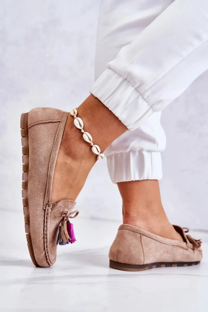 Hot Boto Damskie Zamszowe Mokasyny Ciemnobeżowe Wilessa