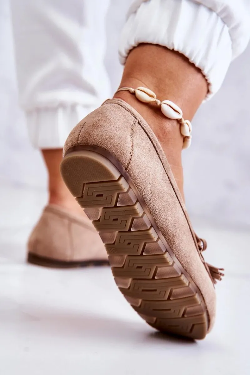 Hot Boto Damskie Zamszowe Mokasyny Ciemnobeżowe Wilessa