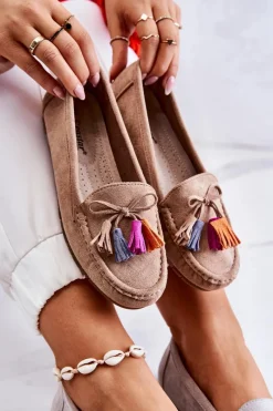 Hot Boto Damskie Zamszowe Mokasyny Ciemnobeżowe Wilessa