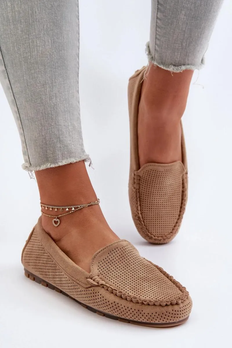 Outlet Damskie Zamszowe Mokasyny Ciemnobeżowe Ranica Damskie Loafersy Damskie|Mokasyny Damskie Zamszowe