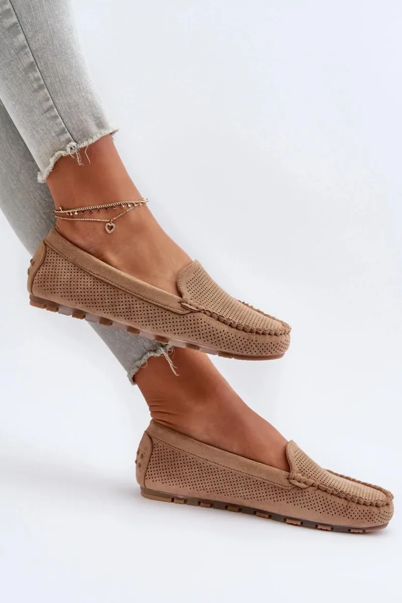 Outlet Damskie Zamszowe Mokasyny Ciemnobeżowe Ranica Damskie Loafersy Damskie|Mokasyny Damskie Zamszowe