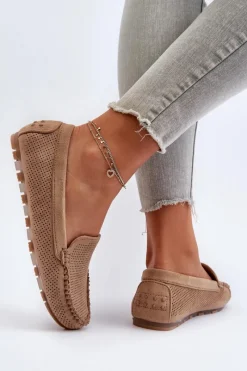 Outlet Damskie Zamszowe Mokasyny Ciemnobeżowe Ranica Damskie Loafersy Damskie|Mokasyny Damskie Zamszowe