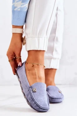 Sale Damskie Zamszowe Mokasyny Niebieskie Madelyn Damskie Mokasyny Damskie Zamszowe