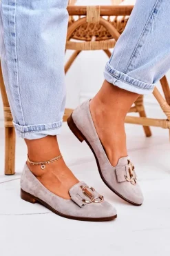 Mokasyny Damskie Zamszowe|Baleriny Klasyczne>Boto Damskie Zamszowe Mokasyny Baleriny Beżowe Mary-Jane